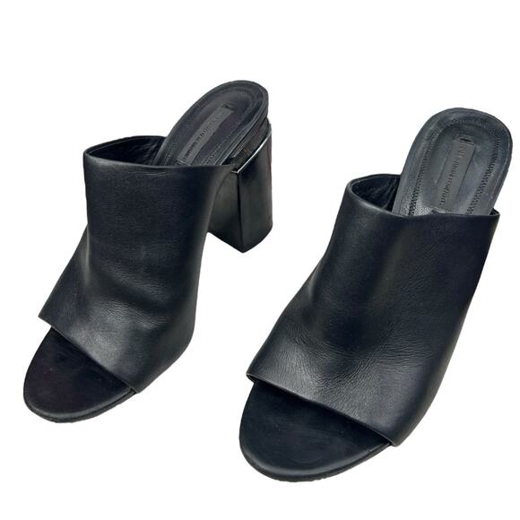 Alexander Wang Women’s Avery Black Leather Block Heel Mules Size 38.5 US 8.5 - Picture 6 of 14